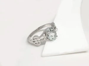 1.40 Ct Aquamarine Prong Ring 925 Solid Sterling Silver - Picture 1 of 4
