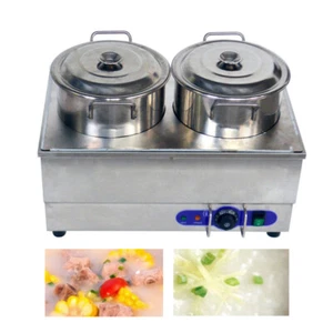 TECHTONGDA 110V 2 Runde Pfanne Arbeitsplatte Suppen- & Speisenwärmer Dampftisch - Bild 1 von 5