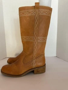 Dingo 131 Longhorn Boots Womens Sz 6.5 Cognac Brown Knee High Riding Cowgirl NEW - Picture 1 of 9