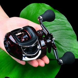 Mulinello Baitcasting 5xAlta Velocità 7.2:1 Doppio Impianto Freno 18+1 Cuscinetti Destro Rosso - Foto 1 di 10
