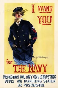 "I Want You For The Navy" 1917 Chandler Christy Navy Recruiting Poster - 24x36 - Picture 1 of 3