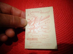 Ancienne Carte Restaurant Universel A Nanteau à Paris Bldpetite des Italiens - Imagen 1 de 2