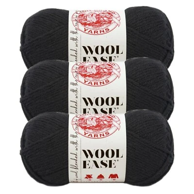 (3 Pack) Lion Brand Yarn 620-153 Wool-Ease Yarn, Black - Image 1 of 4