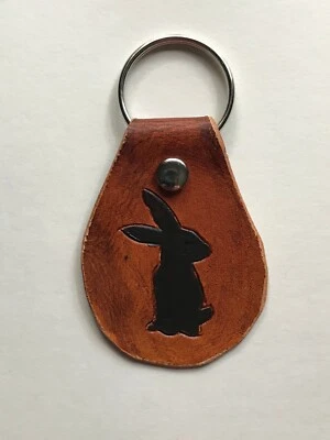 Leather key chain, rabbit, saddle tan - Image 1 of 2