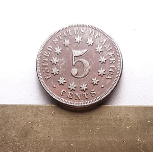 V24)    1867 Shield Nickel (5c), No Rays. Issues.  EF to AU  Details. - Picture 1 of 2