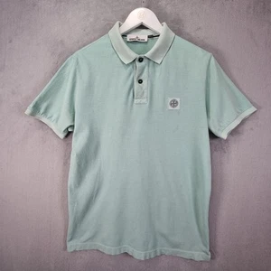 Stone Island Polo Shirt Mens Large Green Slim Fit 1/4 Button Summer Shirt - Imagen 1 de 11