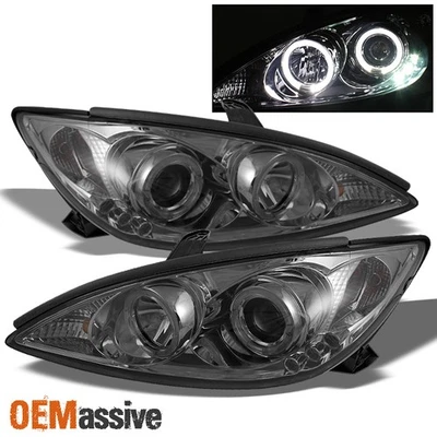 Fits 2002-2006 Toyota Camry Smoke Halo Projector LED Headlights Light Lamp LH+RH - Image 1 of 4