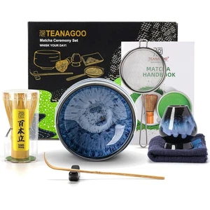 Matcha Tee Set, japanisch, Bambus, Keramik, Schneebesen, Sieb, Halter, Geschenk - Bild 1 von 11