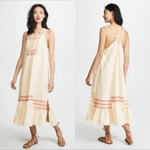 Free People Another Love gesmoktes Midikleid Baumwolle Leinen Kleid Gr. XS - Bild 1 von 11
