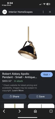 ARTÍCULO DE CAJA ABIERTA: Colgante Robert Abbey Apollo, pantalla metálica de latón antiguo Foto 1 de 4