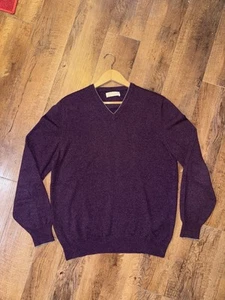 $1495 Brunello Cucinelli 100% Cashmere V Neck Sweater Purple Mens Sz 54 Italy - Picture 1 of 10