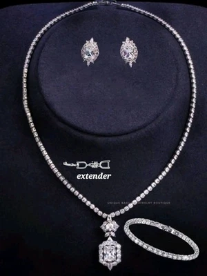 Joyería nupcial promesa eterna de oro blanco de 18 quilates diamante Swarovski creado en laboratorio de 7 quilates  Foto 1 de 4