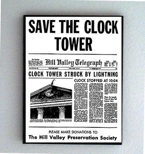 Marty McFly hand out Back To The Future SAVE CLOCK TOWER framed prop display - Picture 1 of 1