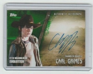 WALKING DEAD EVOLUTION CHANDLER RIGGS/CARL AUTOGRAPH CARD  #25/25!!  A-CHR
