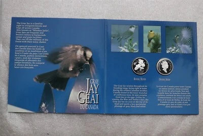 🧭 🇨🇦 CANADA STERLING SILVER PROOF 50 CENTS JAY GEAI IN FOLDER B68 #4 - Image 1 of 4