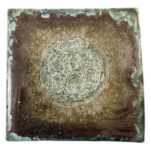 Anthropologie Geode Coaster Blue Crushed Crackle Glass Stoneware Tile 4" Square - Picture 1 of 4