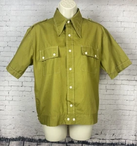 Vintage Lancer Shirt Medium Men's Olive Green Button-Up (A09) - Picture 1 of 17