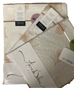 ANNE de SOLENE~PARIS~1 QUEEN FLAT SHEET + 2 STANDARD SHAMS~PLUME~PERCALE~3pc~NWT - Picture 1 of 10