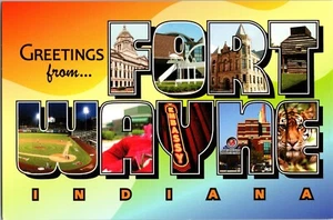 Carta grande de saludos de postal desde Fort Wayne Indiana Downtown Fort Wayne - Imagen 1 de 2