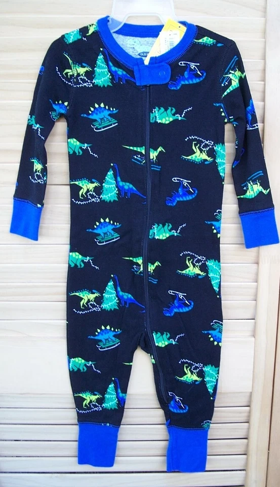 ANTIGUO AZUL MARINO nuevo con etiquetas Holiday Dinosaurs pijama~talla 12M a 18M~NUEVO~Navidad~12-18 meses Foto 1 de 2