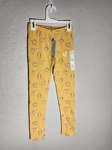 Cat & Jack Girls Yellow Floral Leggings Pants Durable Knee Size M (7/8) - Picture 1 of 2