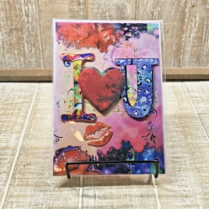 Leanin Tree Valentine's Day Greeting Card I Love You XO 3D Foam Glitter Red Pink - Picture 1 of 9