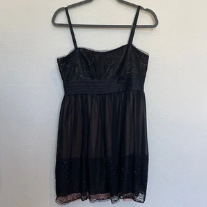 Y2K BCBG Maxazria Babydoll Top 100% Silk Sequin Beaded Fairy Whimsigoth 8 - Picture 1 of 9