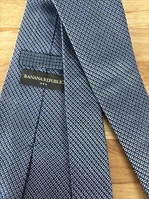 Banana Republic Tie 100% Silk Blue Geometric - Image 1 of 4