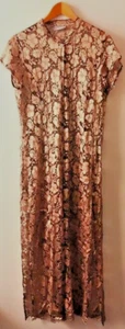 Vtg 90s Wallis Gold Floral Lace Mesh Cheongsam style Dress Size UK 14 - Picture 1 of 3