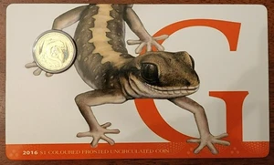 Australia $1 One dollar coin 2016 ALPHABET Coloured Frosted G - GECKO LIZARD - Picture 1 of 4