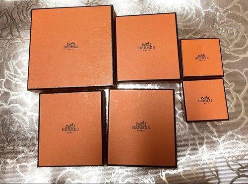HERMÈS Hermes scatola vuota astuccio conservazione orecchini bracciale gioielli velluto arancione mzmr A