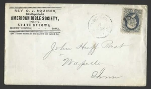 US 1880 MOUNT VERNON IOWA ADVERTISING AMERICAN BIBLE SOCIETY TO WAPELLO IOWA - Picture 1 of 1