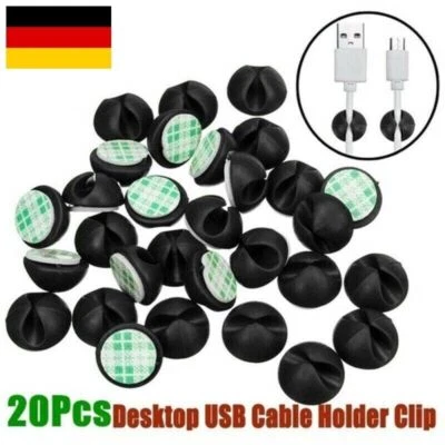 20tlg Kabelhalter selbstklebend Kabel Manager Halter Clip Organizer schwarz - Bild 1 von 4