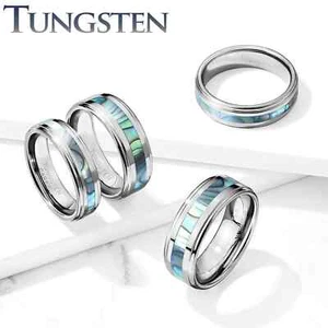 New Tungsten carbide Abalone Inlay Center Ring size 9 - Picture 1 of 7