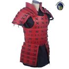 Samurai leather Armour LARP costume Leather Armour medieval Costume Red And Blac