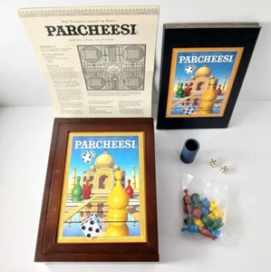 Milton Bradley Massivholz Bücherregal Edition PARCHEESI Brettspiel TOP! - Bild 1 von 13