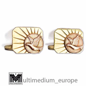 585er Gold Manschettenknöpfe Sonne Friedens Taube 14ct cuff links peace dove sun - Bild 1 von 6