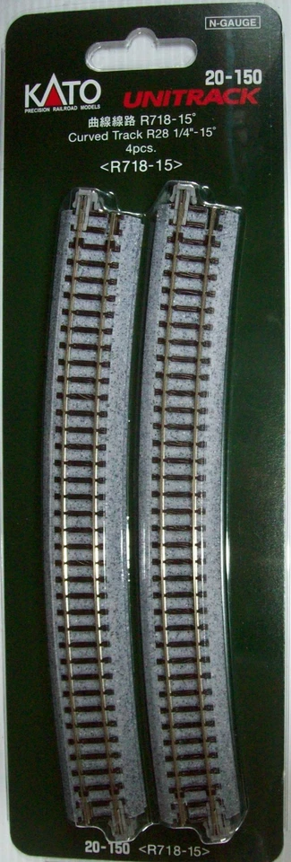 KATO N SCALE 20-150 R718 - 15 deg CURVED TRACK 4 pcs pack 28 1/4 "  RADIUS - image 1 of 1
