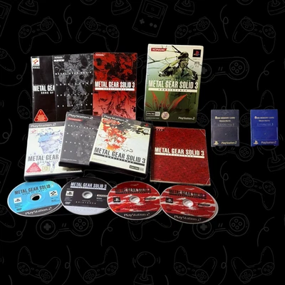 Sony PS2 Lot Metal Gear Solid 2 & 3 Games + 2 Konami MagicGate 8MB Memory Cards - Image 1 of 4