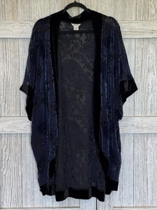 Cárdigan para mujer Ariat terciopelo kimono floral cachemira talla XL/XXL azul marino/negro - Imagen 1 de 5