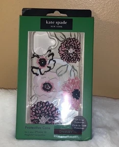 NEU Kate Spade Pink Schwarz Klar Blumen Glitzer iPhone Hülle iPhone 16 Neu im Karton MagSafe - Bild 1 von 9