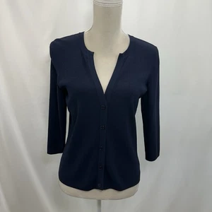 Neu ohne Etikett Talbots marineblaue Strickjacke Damen kleine 3/4-Ärmel leichter Pullover - Bild 1 von 8