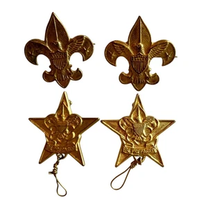 Vtg Boy Scouts of America BSA Eagle Scout Fleur-de-lis Pins & Be Prepared Stars - Picture 1 of 5