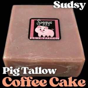 Bar Soap, Lard, Coffee Cake, Sudsy, Handcrafted, All Natural, 5-6 oz - Picture 1 of 14