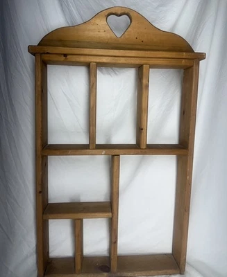 Wood Wall Trinket Display Shelves VTG 90s Large Farmhouse Cottagecore Rustic  - Image 1 of 4