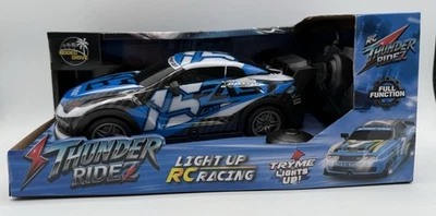 Thunder Rider Remote Control Race Car Light Up RC Racing Full Function Blue New - Image 1 of 4