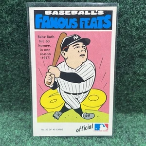1972 Fleer Baseball Feats #20 Babe Ruth Yankees Sehr guter Zustand SEHR GUTER ANSEHEN! HOF'er - Bild 1 von 2