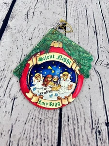 VINTAGE Silent Night CHRISTMAS Miniature Book Ornament Lucy Rigg C.R. Gibson Co - Picture 1 of 5