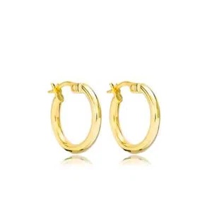 925 Sterling Silver Yellow Gold 20mm French Lock Hoop Earrings For Men and Women - Picture 1 of 8