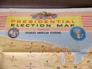 Vintage 1964 Presidential Election Map Disabled American Veterans - Picture 1 of 6